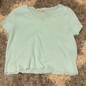 Teal/ light blue V-Neck Women Crop Top